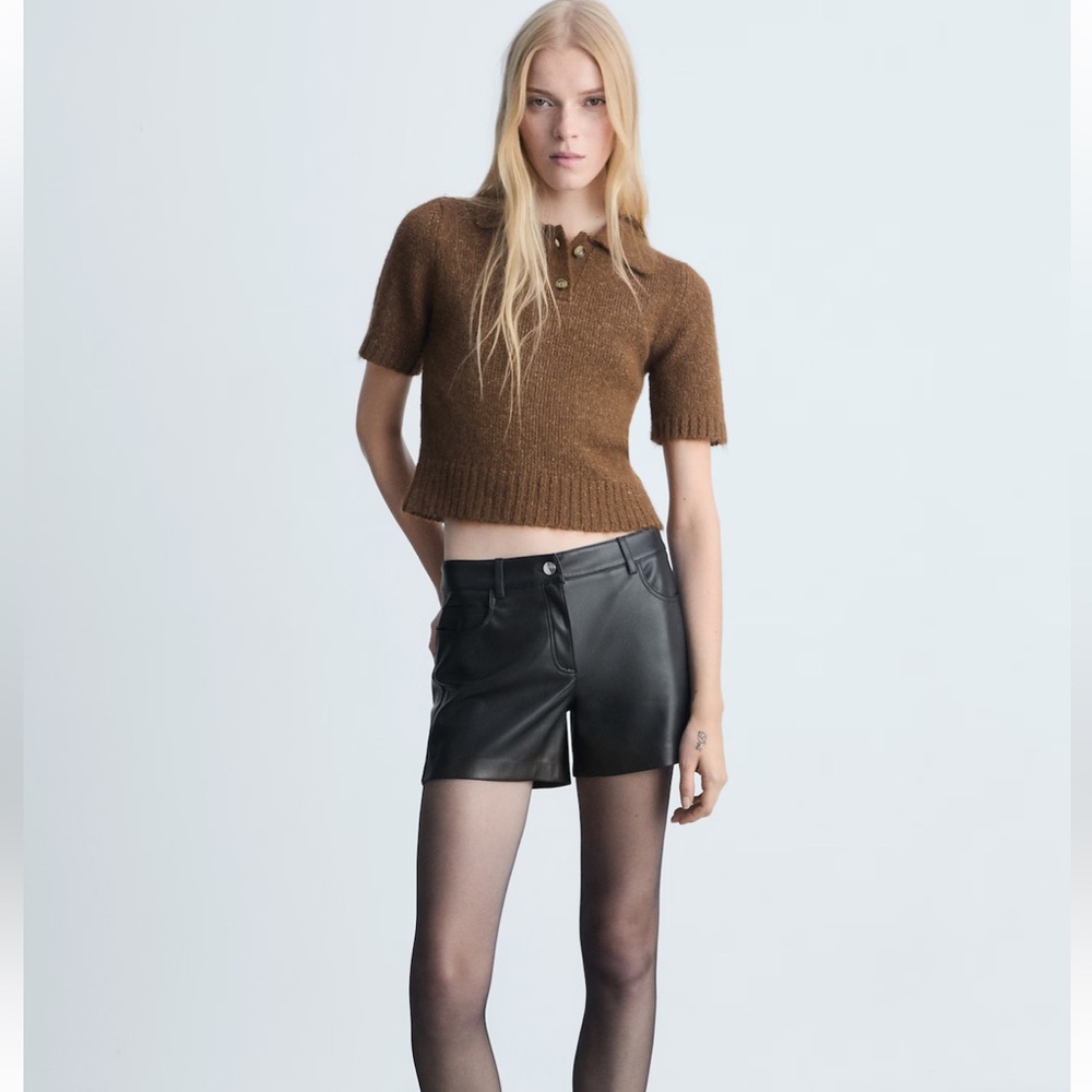 Mango Leather Effect Shorts New with Tags micro short $70 est retail size 2